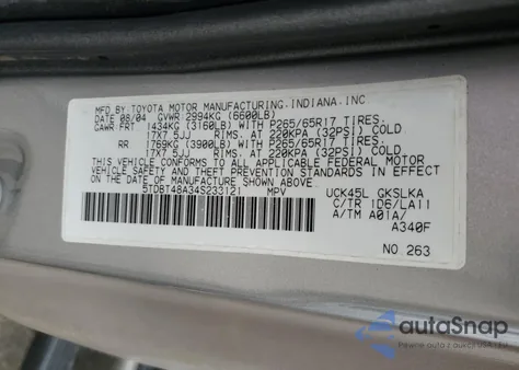 2004 Toyota Sequoia Limited из США, поврежденный, VIN 5TDBT48A34S233121